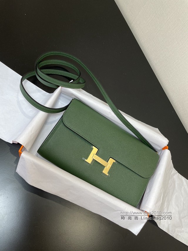 Hermes女士小挎包 愛馬仕Constance康康to go斜挎包 叢林綠金扣  tdh2290
